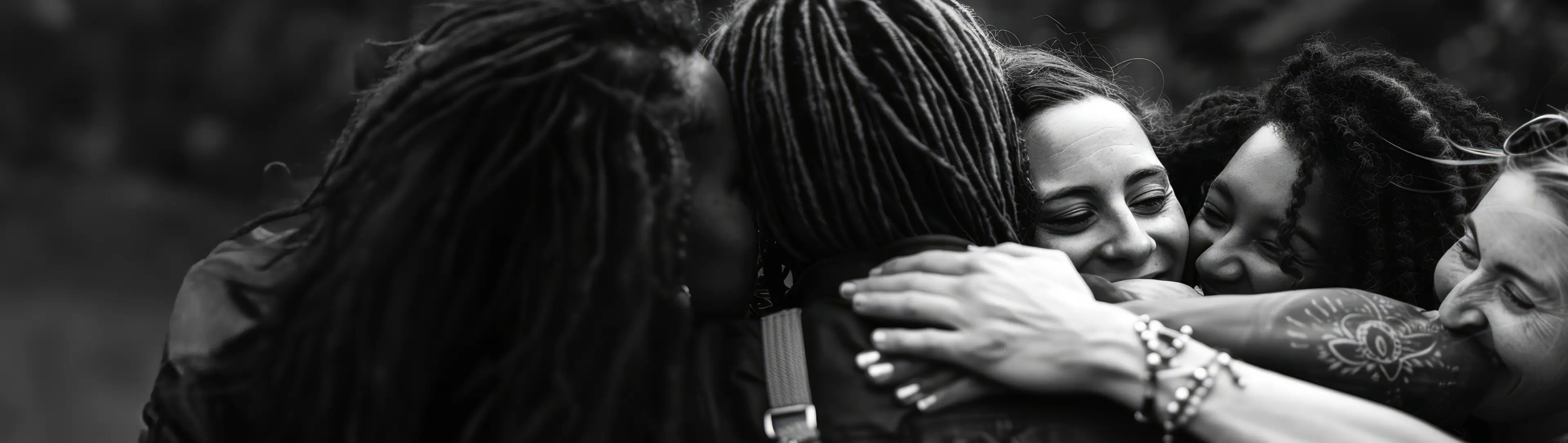 People hugging and smiling