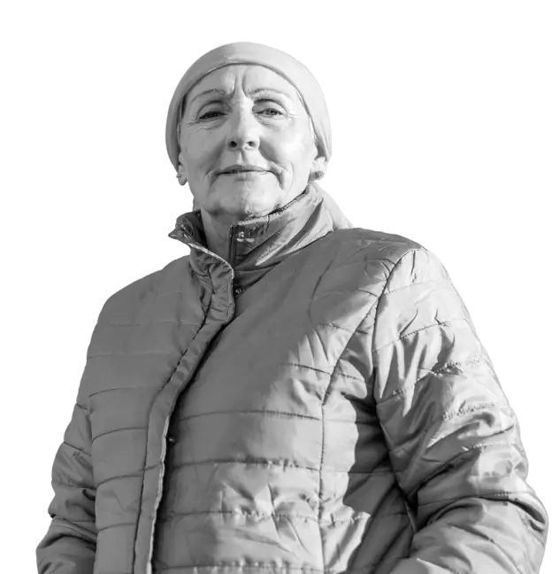 A woman dressed warmly